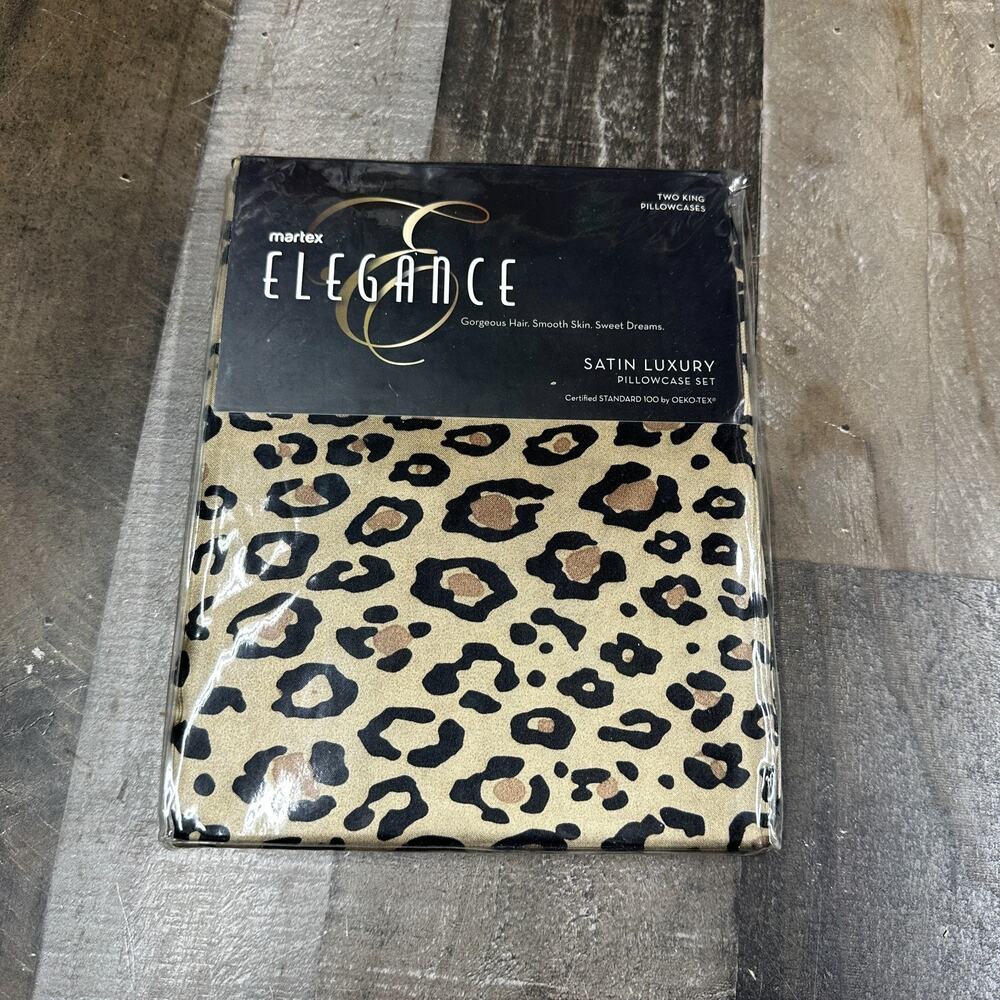 Martex‎ Elegance King Set Of 2 Pillowcases Cheetah VTG 90s New Animal Satin